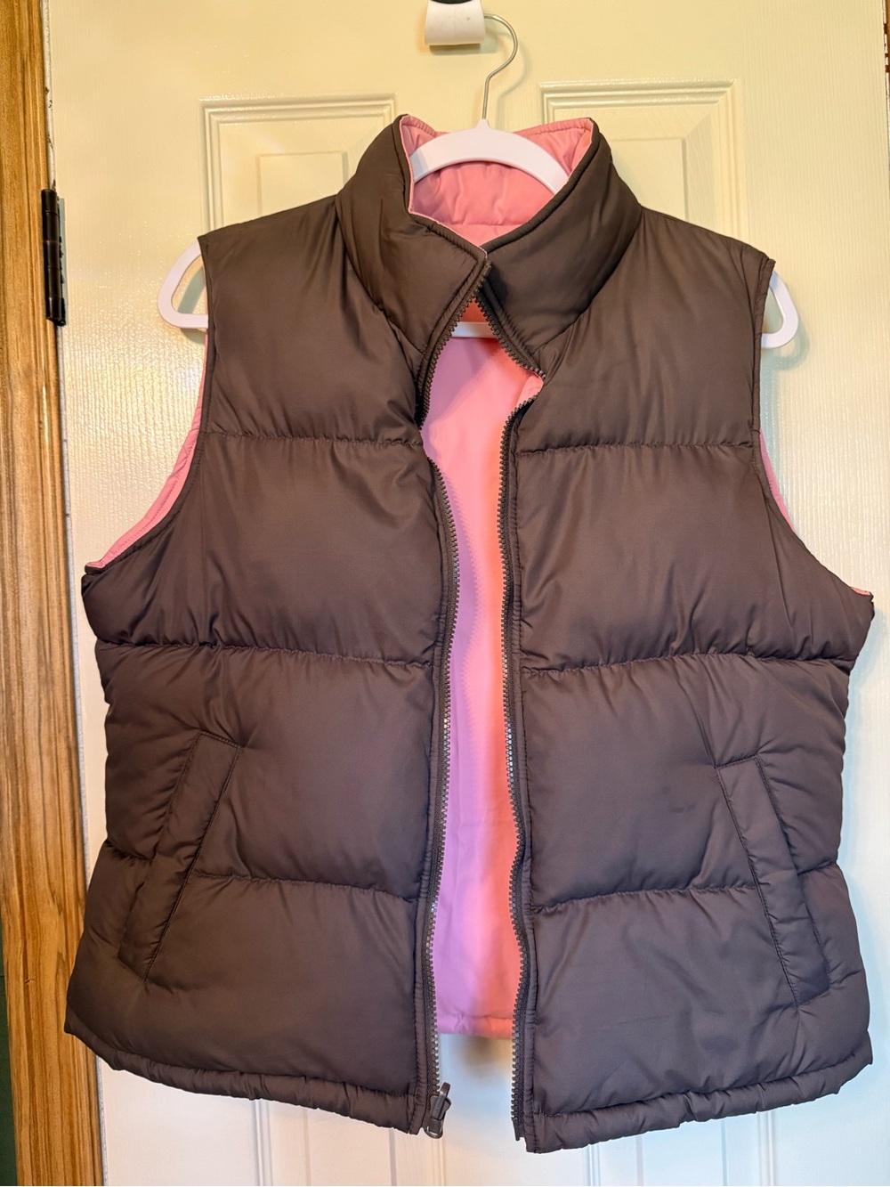Big Chill Brown Puffer Vest with Pink Interior
